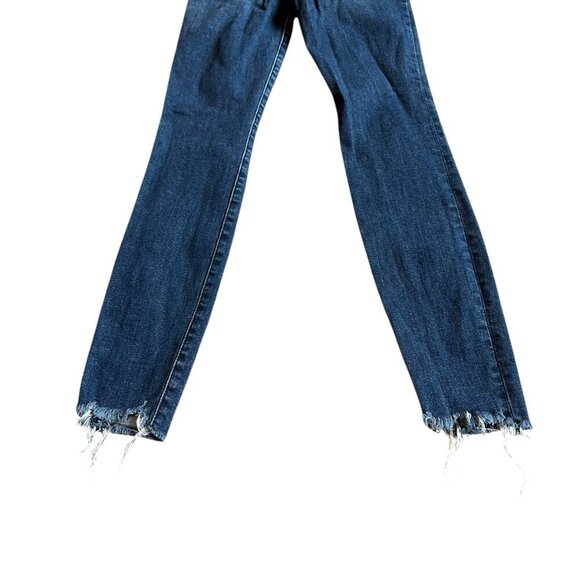 Good American Good Legs Skinny Jeans Frayed Hem Dark Blue Stretch Size 00 24 - Picture 9 of 11